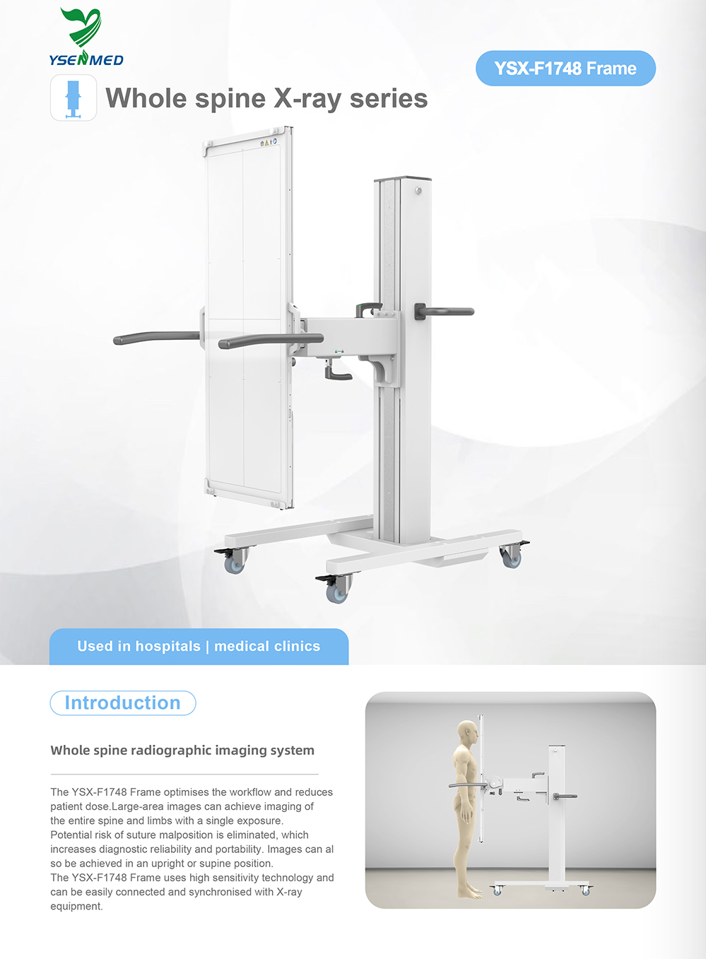 Mobile bucky stand for whole spine flat panel detector YSX-F1748