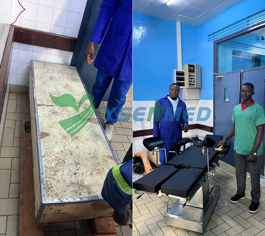 Projet d'équipement de salle d'opération au Cameroun : table d'opération électrique et bâti de traction