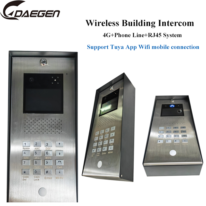 Share to Wireless Intercom video doorphone in 4G+Phone Line+RJ45 System With Monitor Intercom and Unlocking function Doorbell