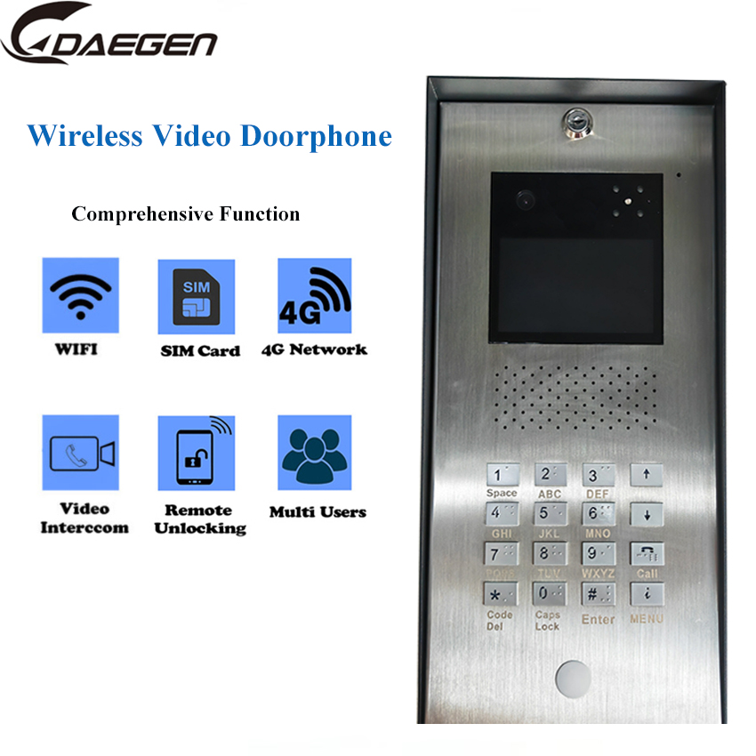 4G Wireless Intercom Video Doorphone+Phone Line+RJ45 System With Monitor Intercom and Unlocking function Doorbell