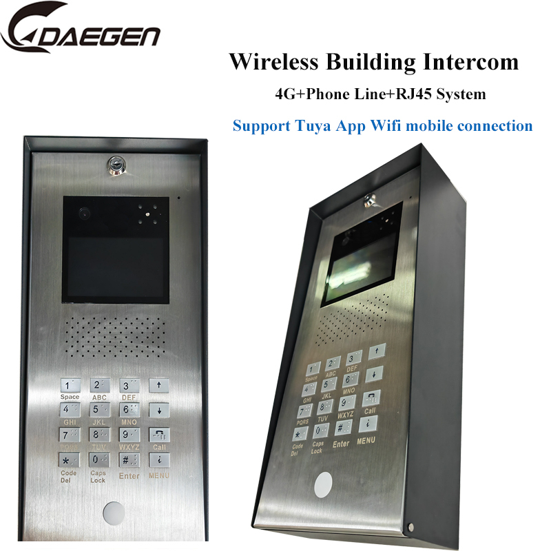 Share to Wireless Intercom video doorphone in 4G+Phone Line+RJ45 System With Monitor Intercom and Unlocking function Doorbell