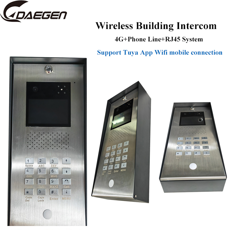 Share to Wireless Intercom video doorphone in 4G+Phone Line+RJ45 System With Monitor Intercom and Unlocking function Doorbell