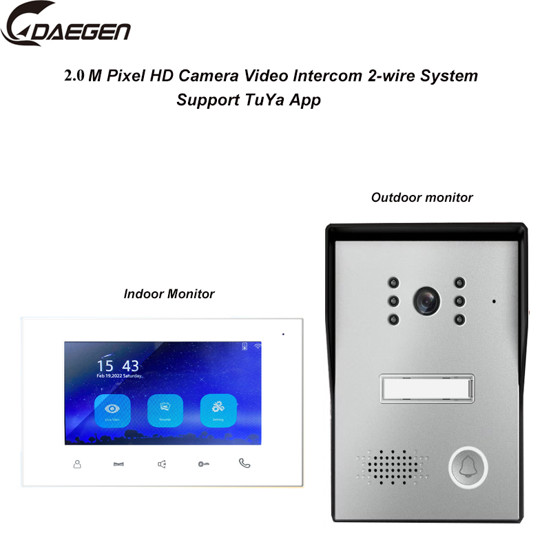 2 Wires Video Doorbell High Pixels Indoor Unit Support Wifi Tuya App Connection