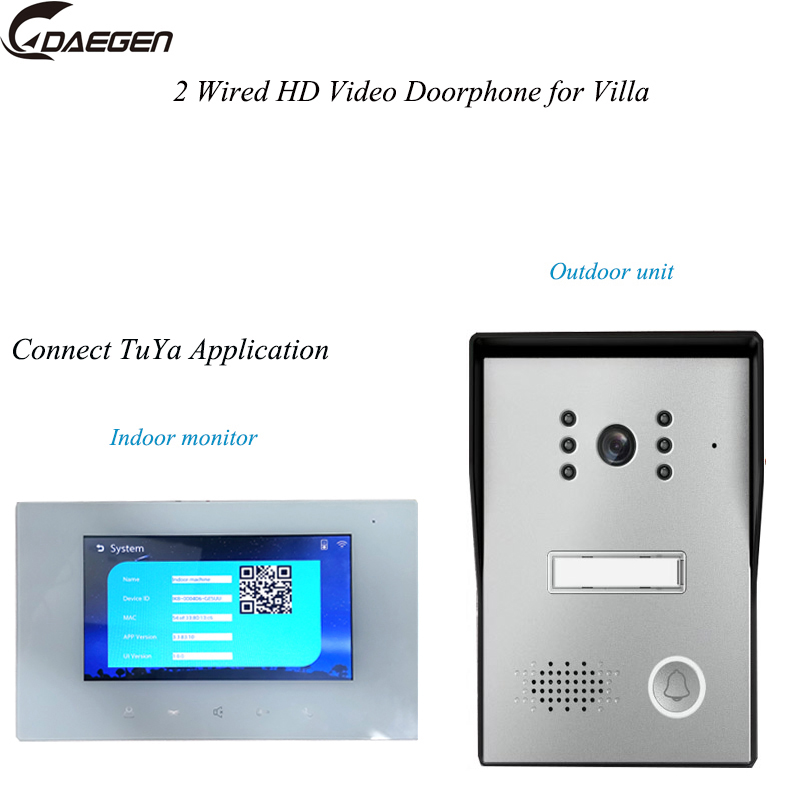 2 Wires Video Doorbell High Pixels Indoor Unit Support Wifi Tuya App Connection