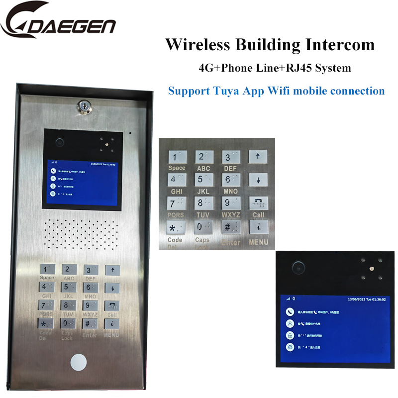 4G Wireless Intercom Video Doorphone+Phone Line+RJ45 System With Monitor Intercom and Unlocking function Doorbell