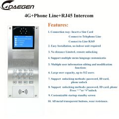 4G Triple Network TUYA Smart Video Intercom Door Station with Braille Buttonsnication + Remote opening + Intelligent security | Direct connection via TUYA APP