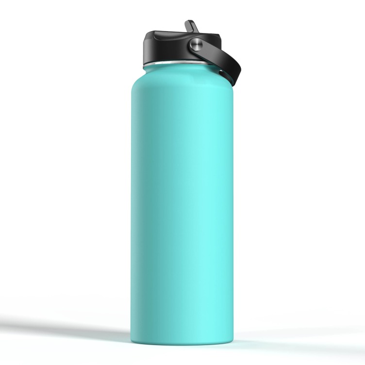 Basics Stainless Steel Insulated Water Bottle with Spout Lid –  30-Ounce, Teal