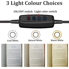 LED Clip on Reading Light for Beds,Flexible Bed USB Clip Light 10 Brightness Levels 3 Color Temperature Choices,Eye-Care Bedside Clamp Desk Lamp Book Light for Reading in Bed(Non-Rechargeable)