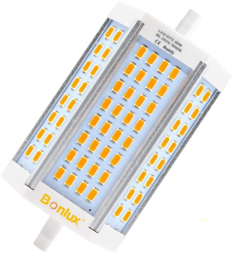 Bonlux 30W R7s LED lamp warm white 3000K stick lamp J118 T3 118mm (dimmable, without fan) 1 Pack