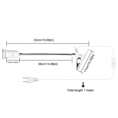 Bonlux Flexible Aluminum Wire Neck Clip Holder E26 Base Light Socket with On/Off Switch US Plug, Adjustable Light Stand Clamp Lamp Fixture for Reptiles Desk Lamp Grow Aquarium Light (Max Bulb: 100W)