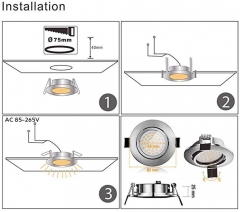 Bonlux Rotatable 3-inch Retrofit Ceiling Downlight, 4 Pack 5W(50W Replacement) Warm White, Waterproof IP44Recessed Light LED Directional Lamp for Hallway Frontdoor