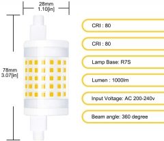 Bonlux R7s LED Dimmable 78mm 10W Cool White 6000K LED Bulb Socket R7s J78 Replacement for R7s Double Linear Effect Lamp 78mm Halogen 100W for Wall Lamp (2 Pack)