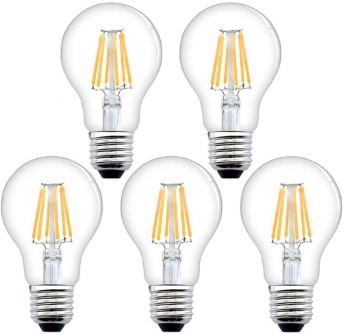 Bonlux 8W E27 Screw Dimmable Antique LED Filament Bulb Cool White 6000K A60 GLS Shape ES LED Vintage Edison Light Bulb 60W-80W Incandescent Equivalent ( 5-Pack, Dimmable )