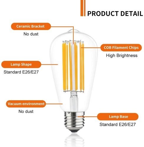 12W ST64 E27 LED Vintage Light Bulb