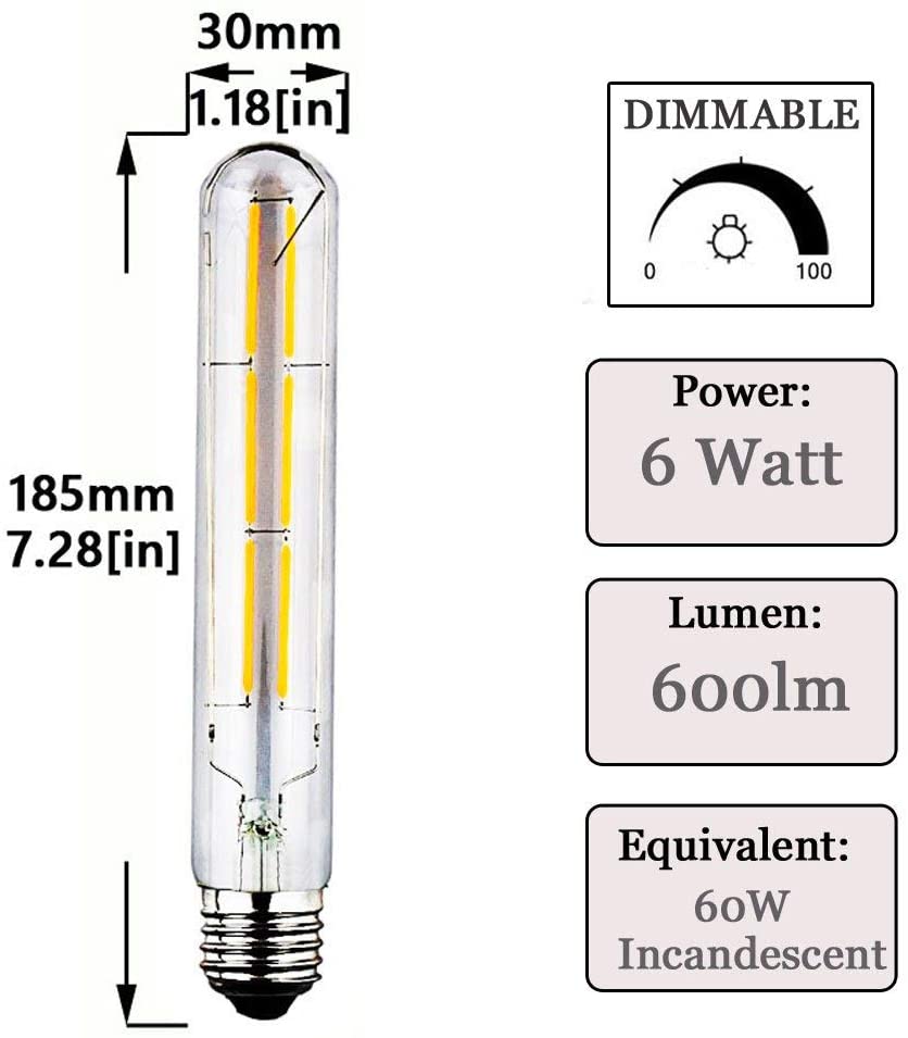 6W T10 E26 Tubular LED Light Bulb