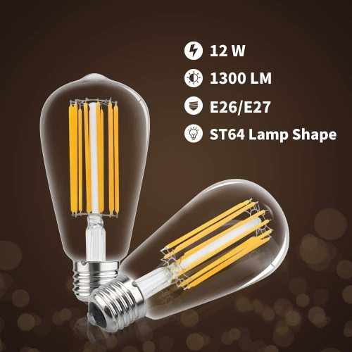 12W ST64 E27 LED Vintage Light Bulb