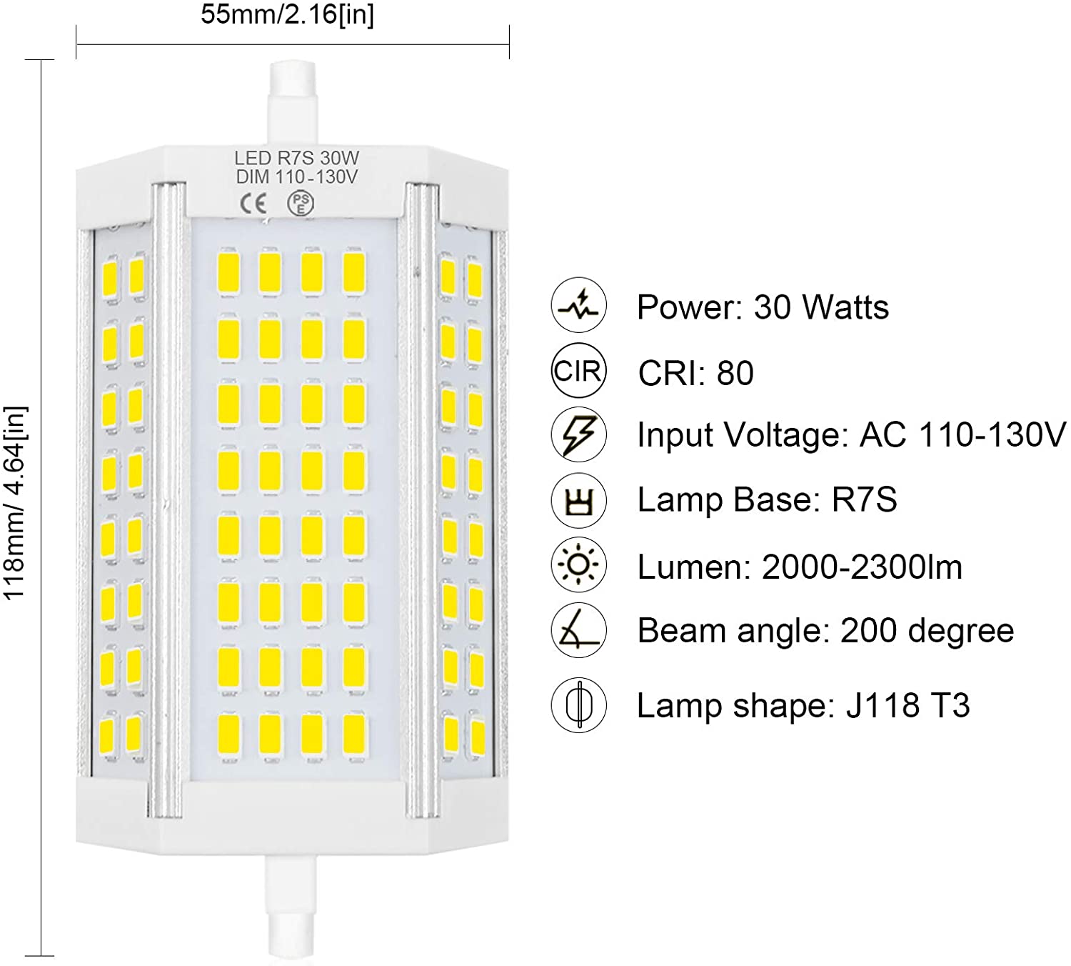 30W Dimmable R7S LED Light Bulbs