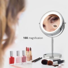 Lusta HD Mirror with Light 10X Magnifying Double-Sided Lighted Makeup Mirror, 6.7 Inch Daylight 6000K LED Vanity Mirror, Wireless Portable Illuminated Bathroom Bedroom Cosmetic Mirror(1 pack)