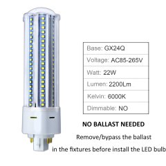 22W GX24Q/G24Q 4-Pin LED Lamp