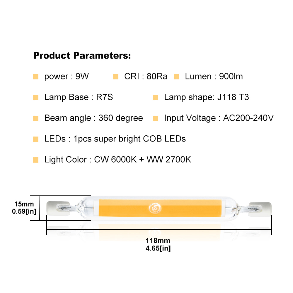 9W Non-dimmable R7S LED Bulbs