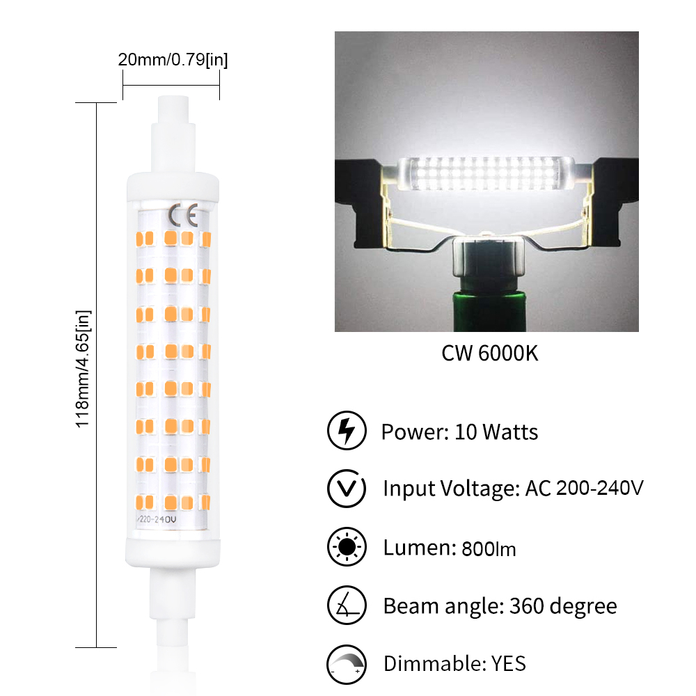 10W Dimmable R7S LED Light Bulb