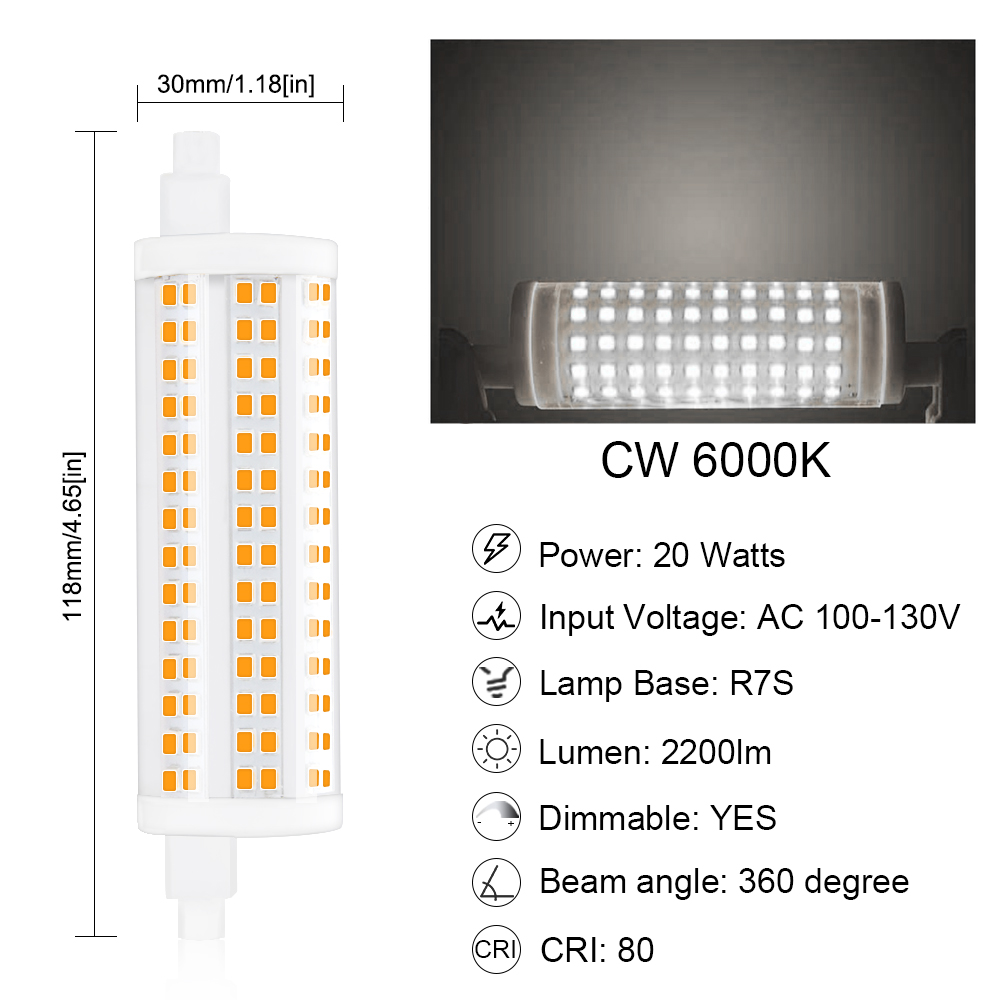 20W Dimmable R7S LED Light Bulb