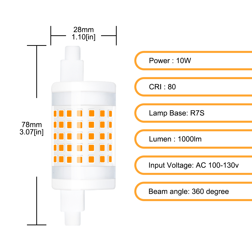 10W 78MM Dimmable R7S LED Bulb