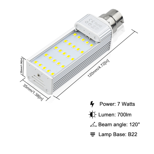 7W B22 LED PLC Lamps