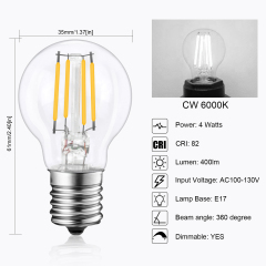 4W A35 E17 LED Filament Bulbs