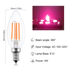 4W C35 E12 LED Vintage Pink Light Bulb