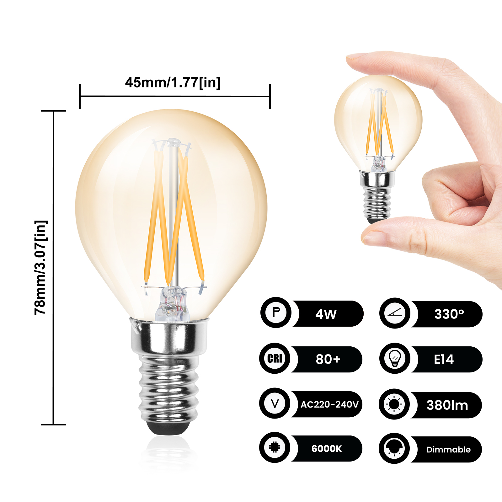 4W G45 E14 LED Vintage Light Bulb