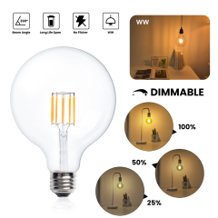 10W G125 E26 LED Vintage Light Bulbs