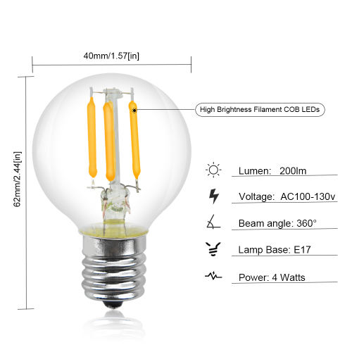 4W G40 E17 LED Vintage Light Bulb