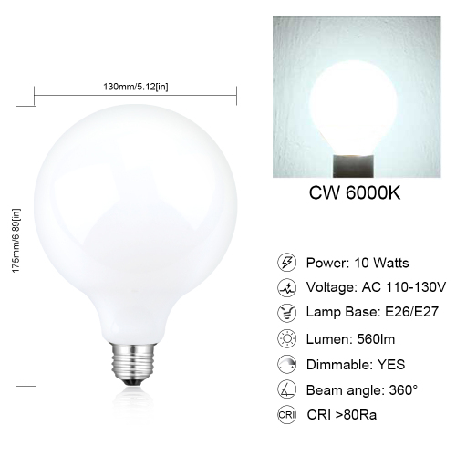 10W G125 E26/E27 LED Vintage Light Bulbs