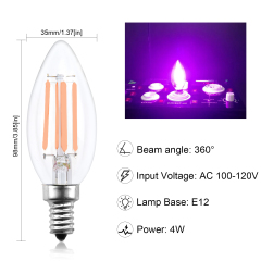 4W C35 E12 LED Vintage Purple Light Bulb