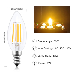 4W C35 E12 LED Vintage Yellow Light Bulb