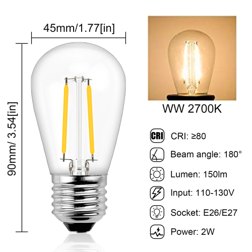 2W S14 E26/E27 LED Vintage Light Bulb