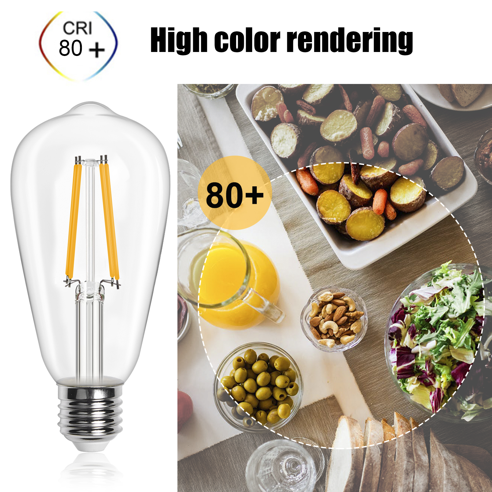 6W ST64 E27 LED Vintage Light Bulb