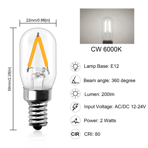 2W T22 E12 LED Vintage Light Bulb