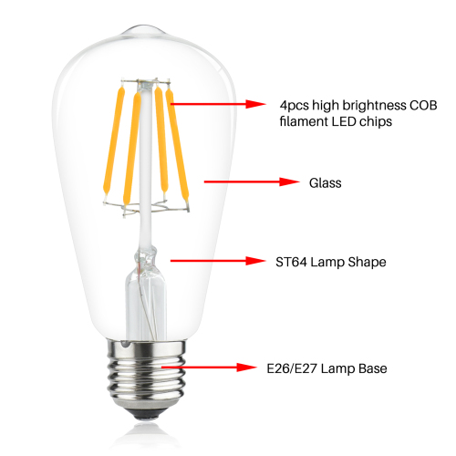 4W ST64 E26/E27 LED Vintage Light Bulb