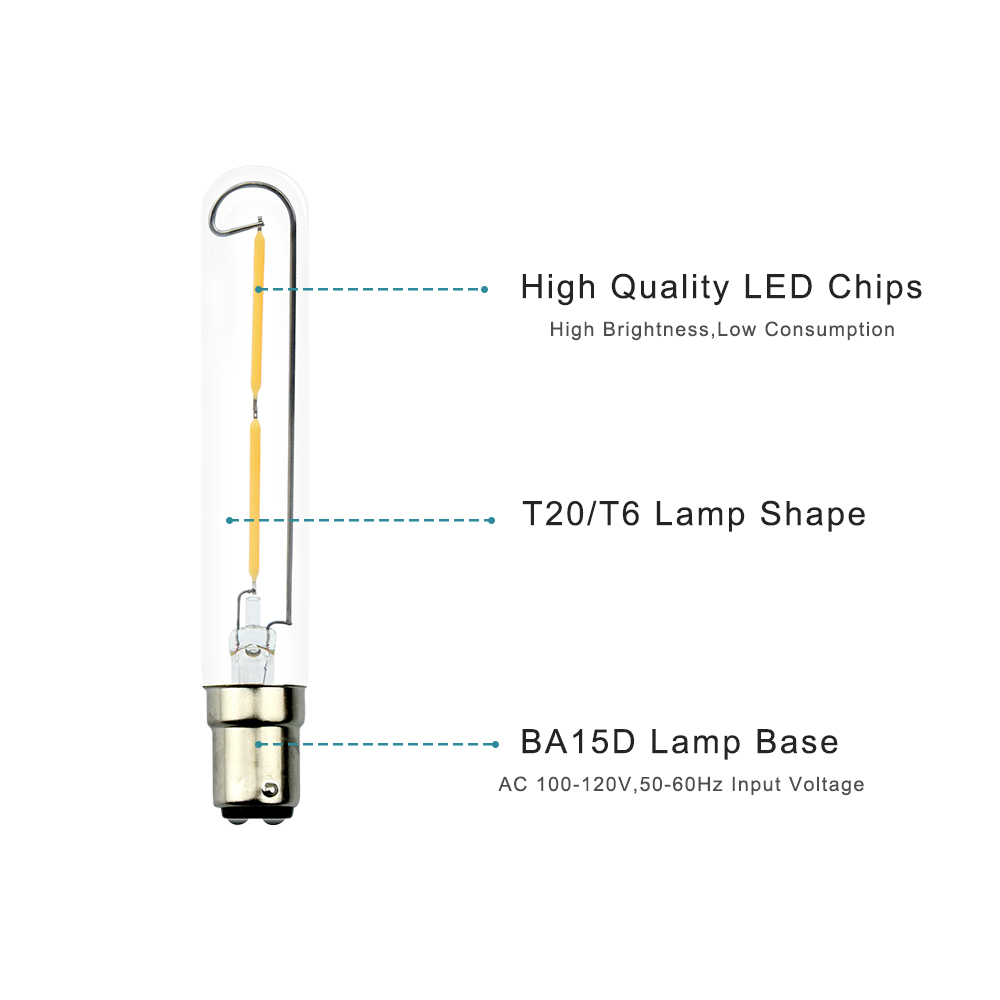 2W T20/T6 BA15D LED Vintage Light Bulb