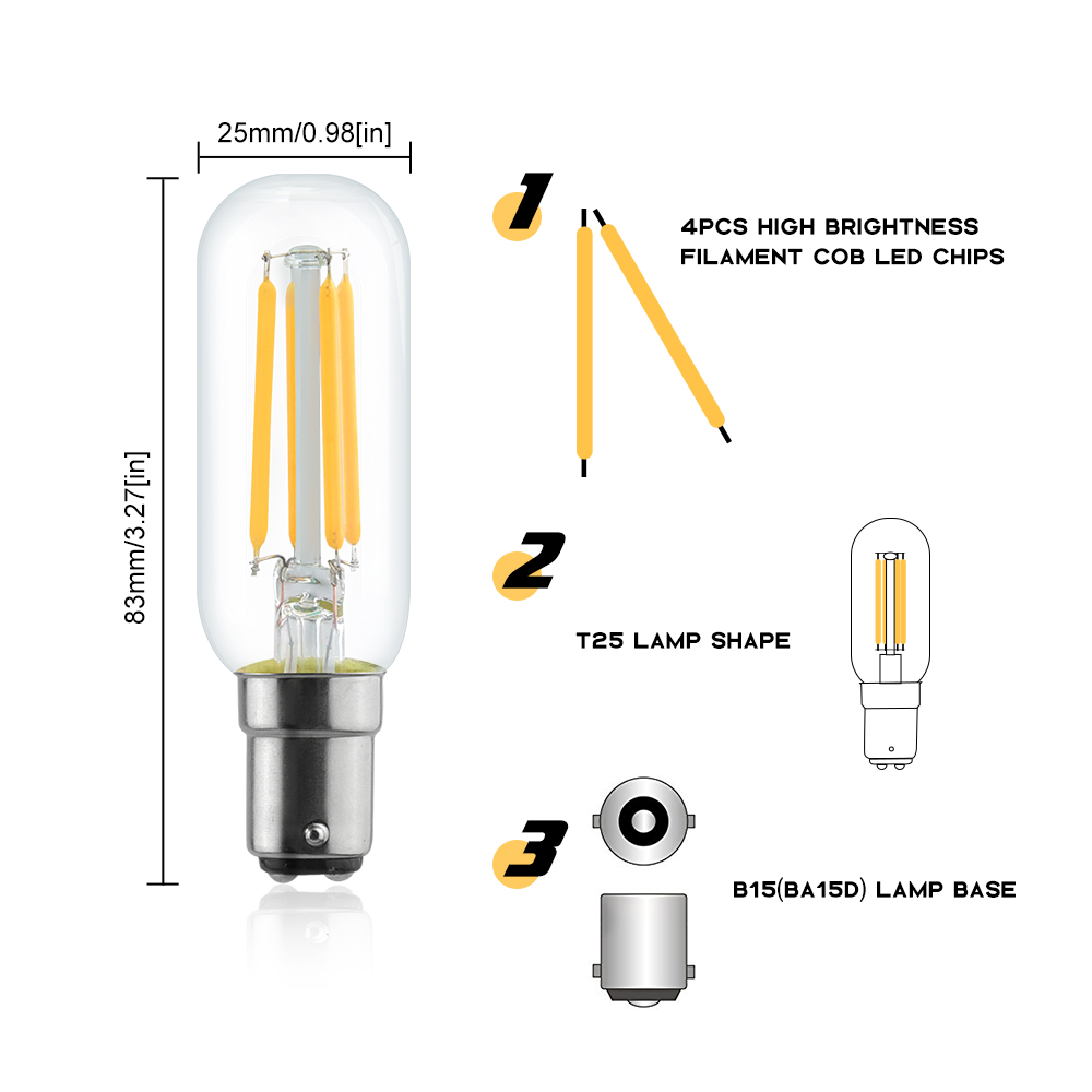 4W T25 BA15D LED Vintage Light Bulb