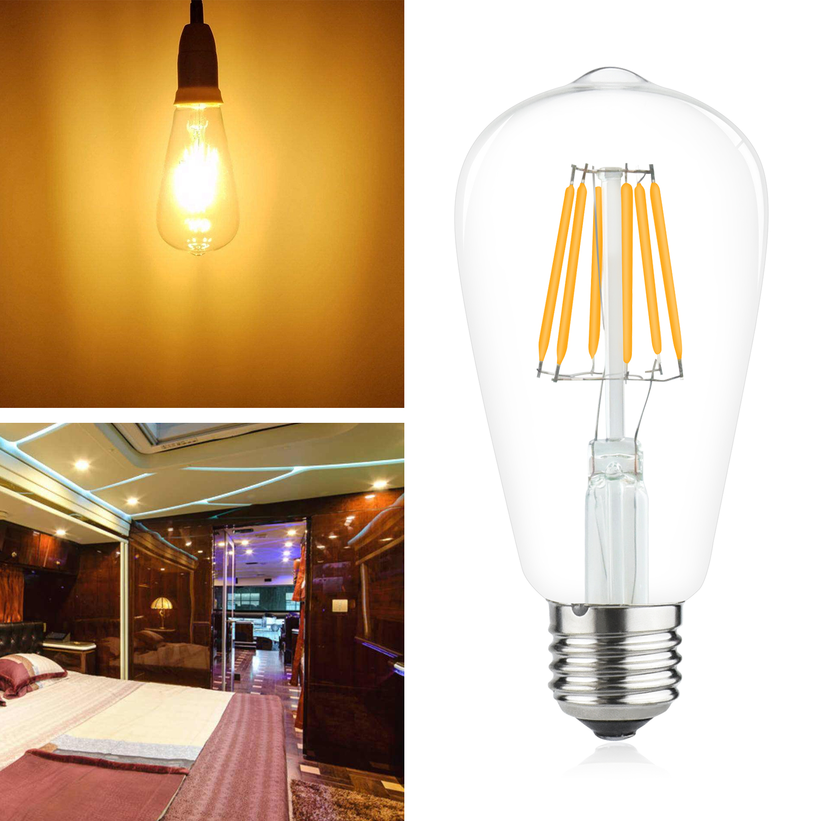 6W ST64 E26/E27 LED Vintage Light Bulb