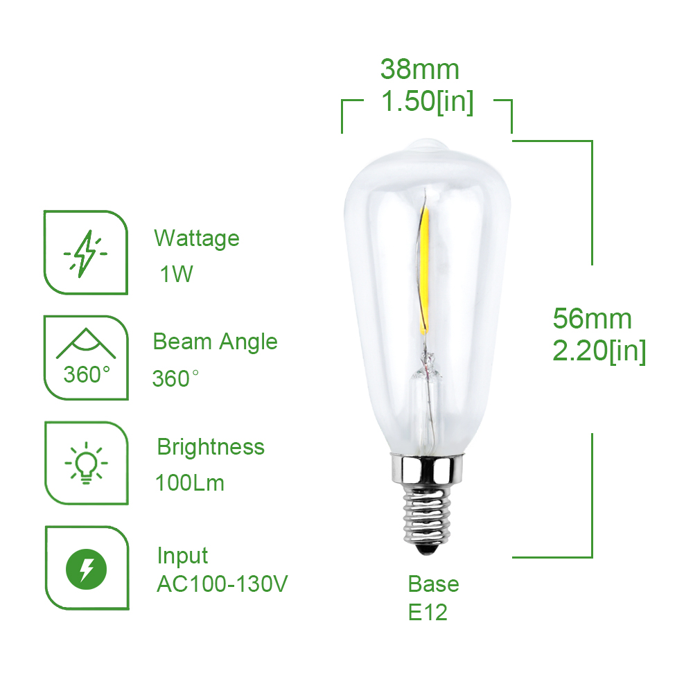 1W ST38/ST40 E17 LED Vintage Light Bulb