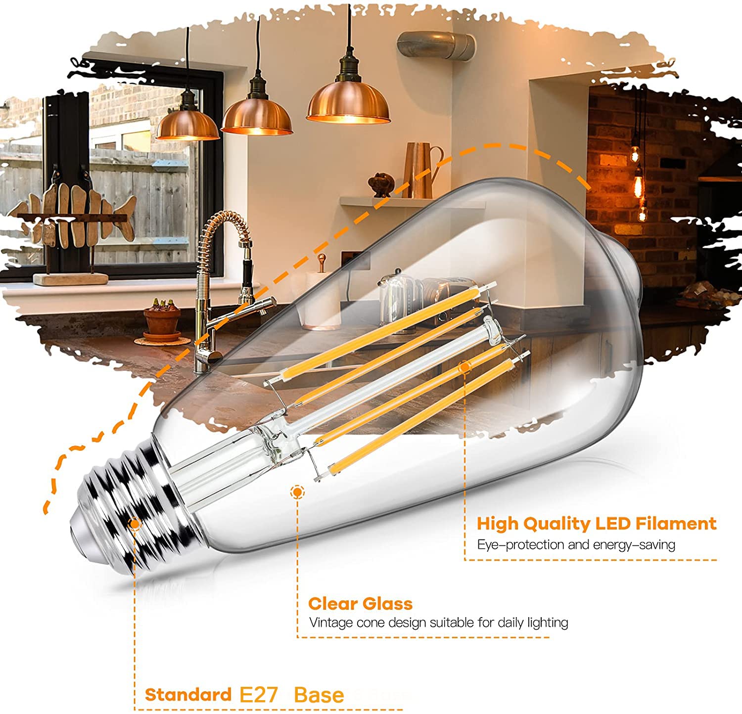 4W ST64 E26/E27 LED Vintage Light Bulb