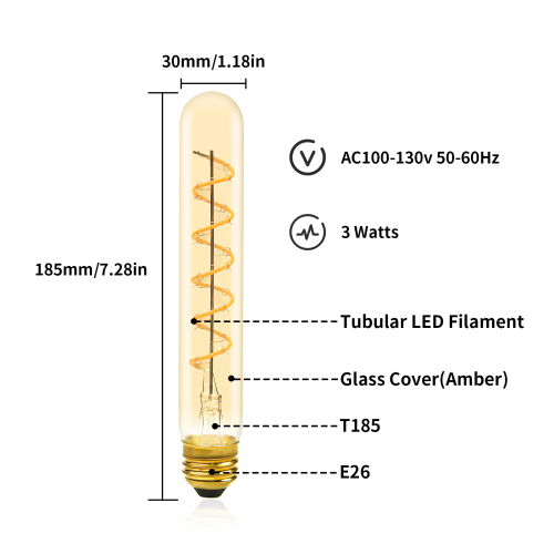 3W T185 E26 LED Vintage Light Bulb