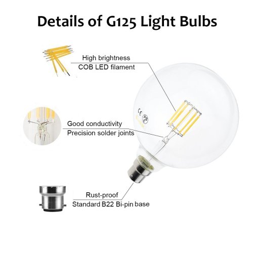 10W G125 B22 LED Vintage Light Bulb