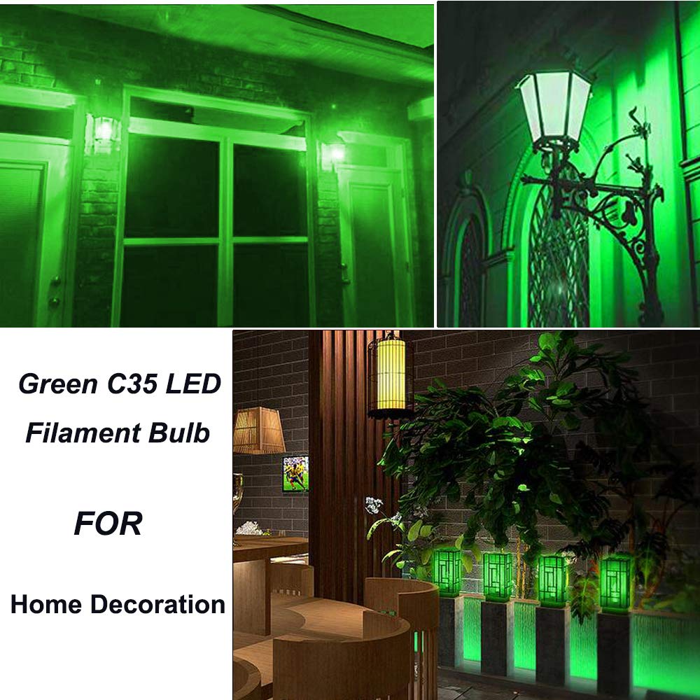 4W C35 E12 LED Green Vintage Light Bulb