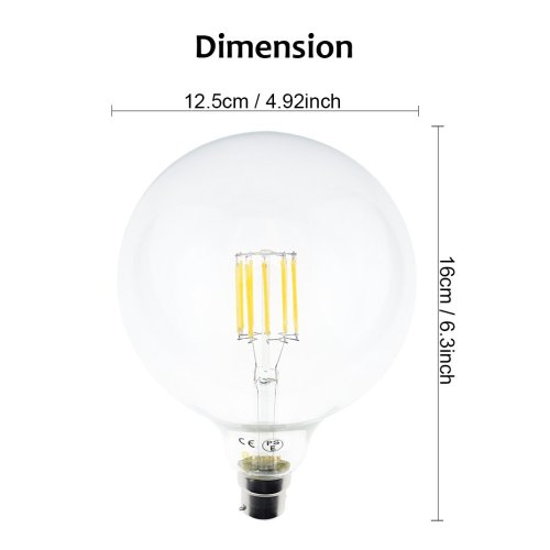 8W G125 B22 LED Vintage Light Bulb