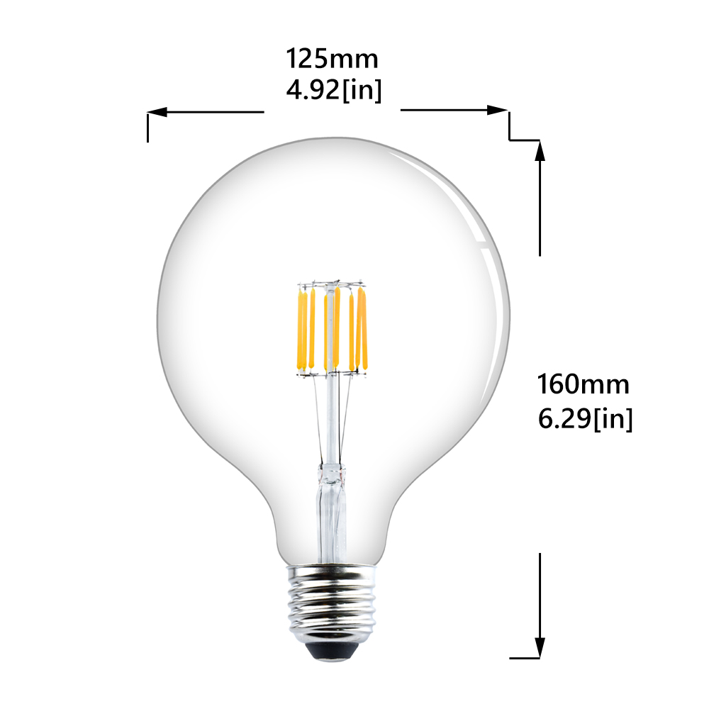 8W G125 E27 LED Vintage Light Bulb